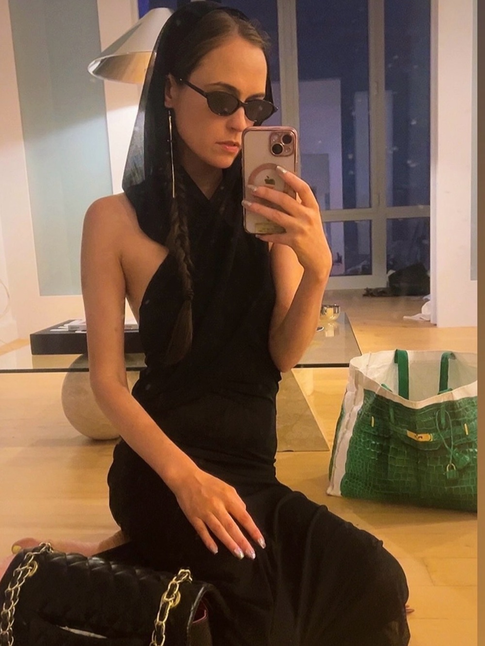 KOIR Sleeveless Hooded Black Maxi Dress like helsa cult Gaia - Picture 2 of 7